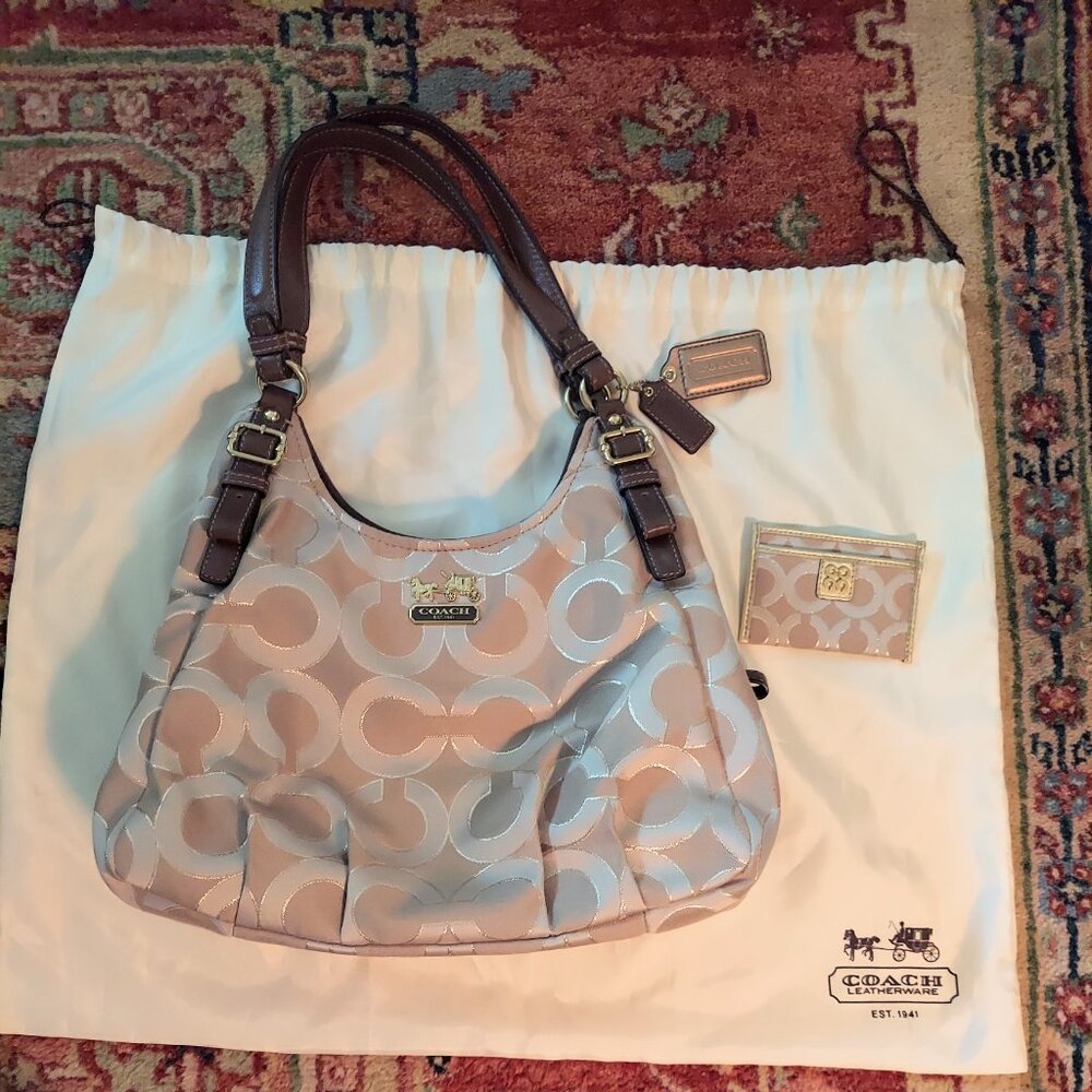 NEW Coach Classic Jacquard Handbag/ Card Case & Dust Bag~ Perfect for Christmas!